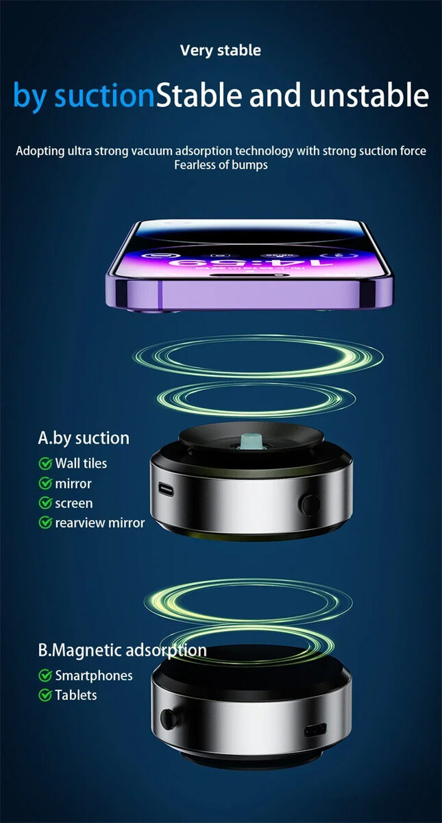 Intelligent Mobile Phone Holder Double-Sided Car Mount Magnetic Universal Adsorption Bracket Vacuum Adsorption Stable For Phone