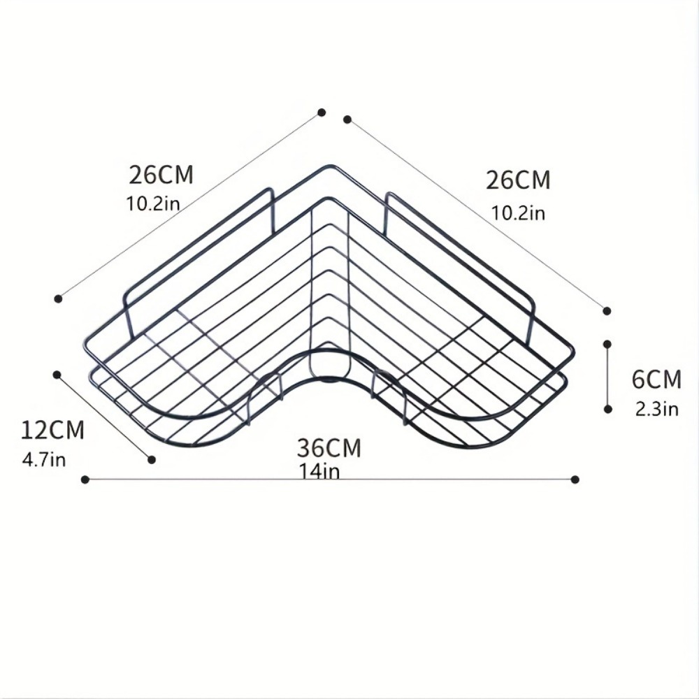 1pc Wall Mounted Bathroom Shelf, Shower Caddy Rack, No Punching Triangle Storage Rack For Bathroom Kitchen, Bathroom Accessories