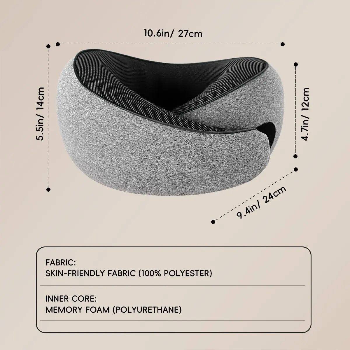 Memory Foam Travel Neck Pillow, U-Shaped Support With Anti-Head Movement, Detachable Magnetic Cover & Luggage Handle Slot, Portable Slow Rebound Cervical Pillow For Airplane Car Home