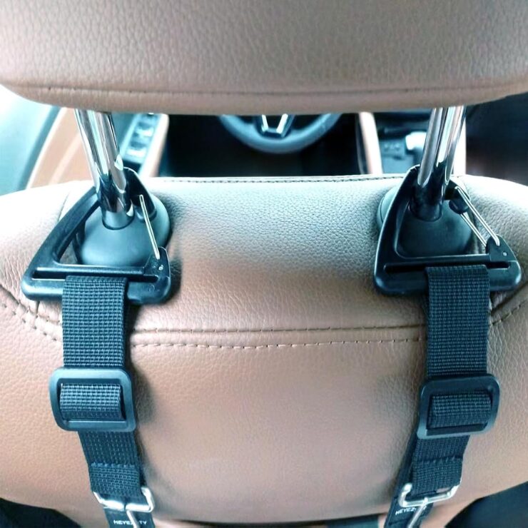 Car Purse Hook Double Hooks 2 Pack Stainless Steel Bag Hanger Holder For Car Headrest Glovebox Hanging Handbag Grocery Bags Backpack Coats Hats Front Seat Back Storage Hook Strap