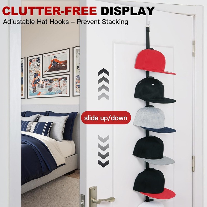10 Hooks Baseball Cap Rack Hat Holder Home Organizer Storage Door Closet Hanger