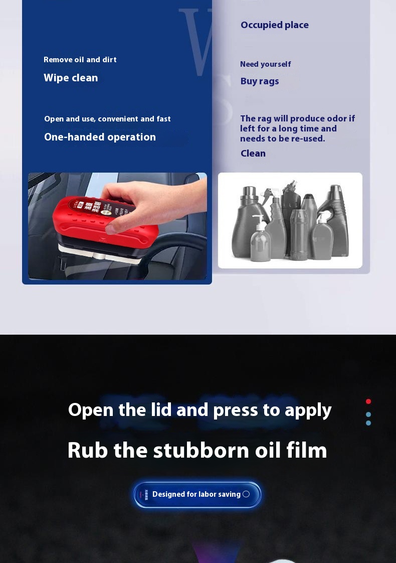 Automotive Oil Film Cleaning Brush Windshield Car Glass Sponge Cleaner Universal Removes Dirt Glass Cleaning Wipe Board Tool