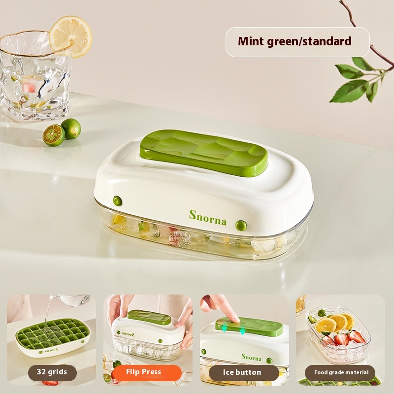 32 Grids Ice Tray Mold Box With Lid Plastic Ice Storage Box Easily Removable DIY Pressed Ice Cube Mold Homemade Kitchen Gadgets